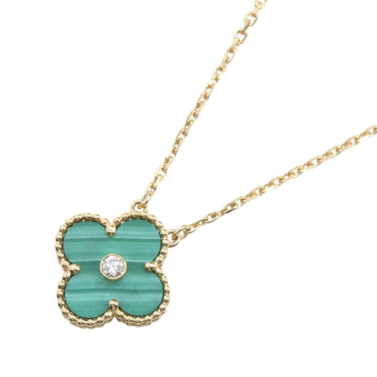 Van Cleef & Arpels Vintage Alhambra Pendant Necklace 18K Yellow Gold and Malachite