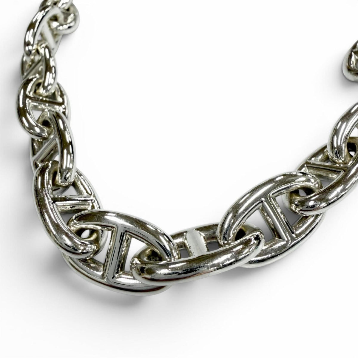 Hermes Chaine d'Ancre Pendant Necklace Sterling Silver Large