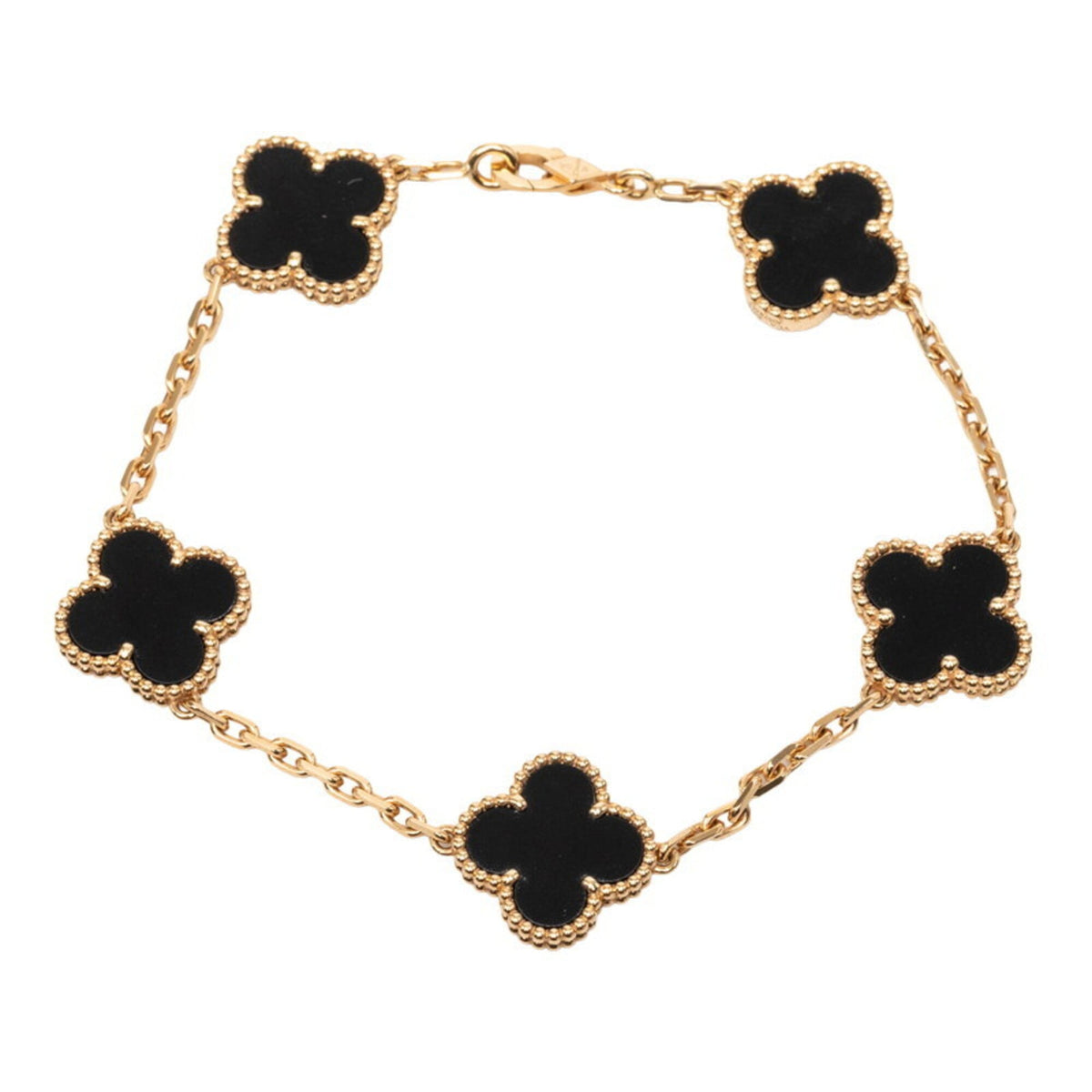 Van Cleef & Arpels Vintage Alhambra Bracelet 18K Yellow Gold and Onyx