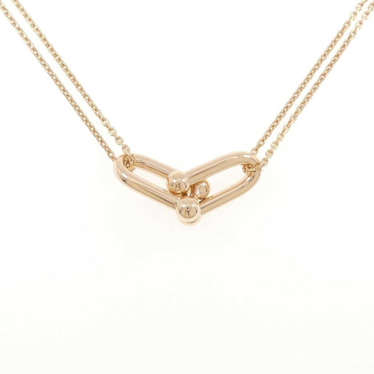 Tiffany & Co. Double Link Pendant Necklace 18K Rose Gold Large