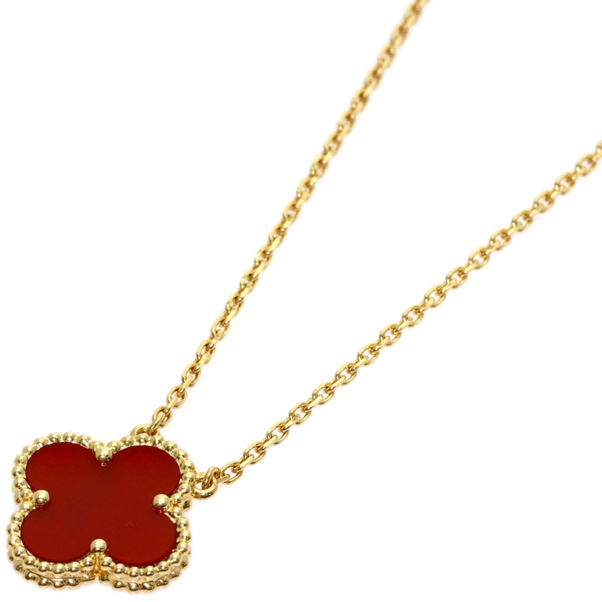 Van Cleef & Arpels Vintage Alhambra Pendant Necklace 18K Yellow Gold and Carnelian