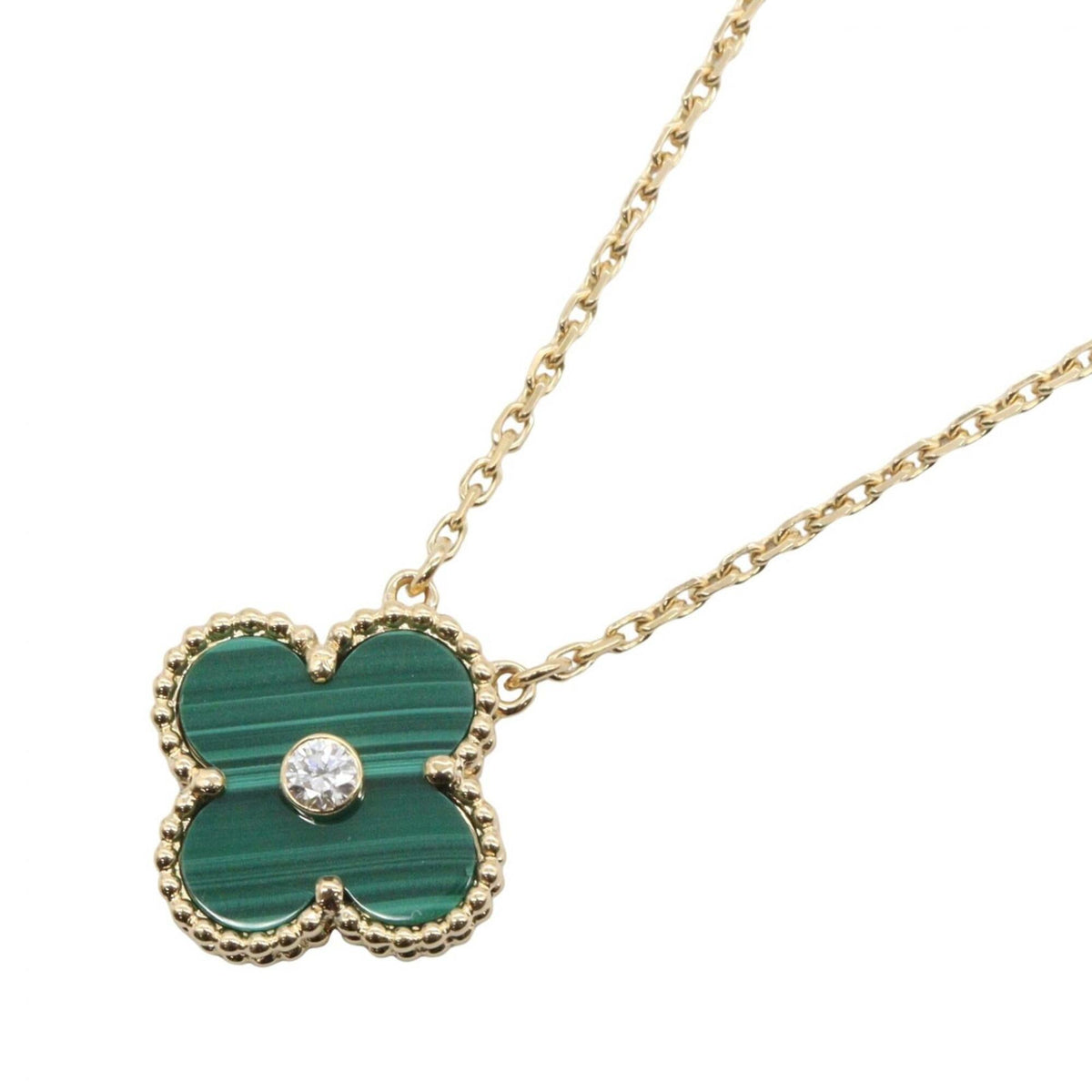 Van Cleef & Arpels Vintage Alhambra Pendant Necklace 18K Yellow Gold and Malachite