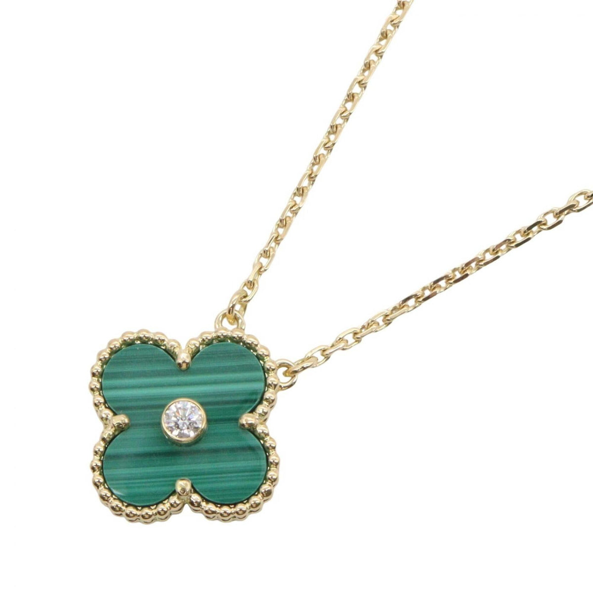 Van Cleef & Arpels Vintage Alhambra Pendant Necklace 18K Yellow Gold and Malachite