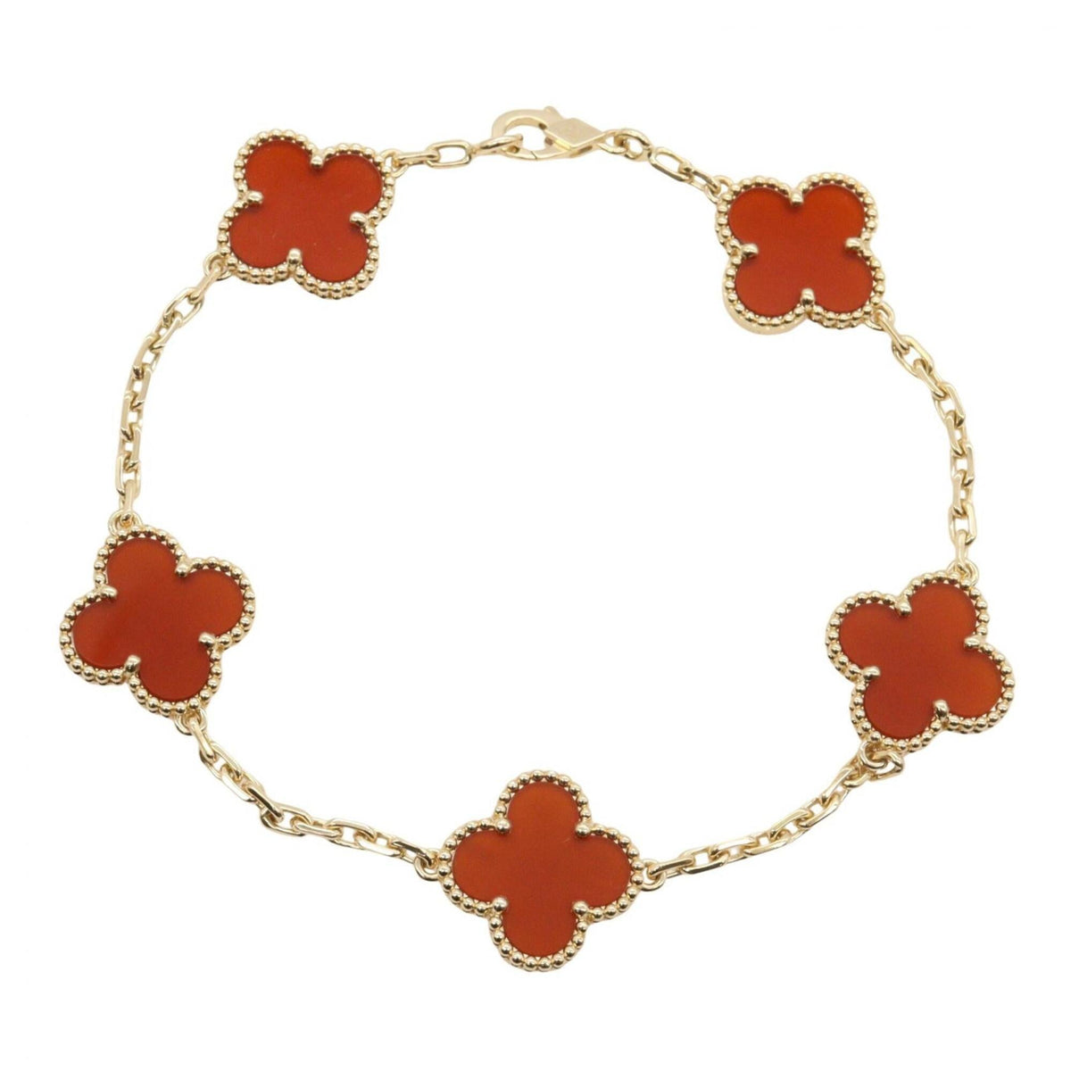 Van Cleef & Arpels Vintage Alhambra Bracelet 18K Yellow Gold and Carnelian
