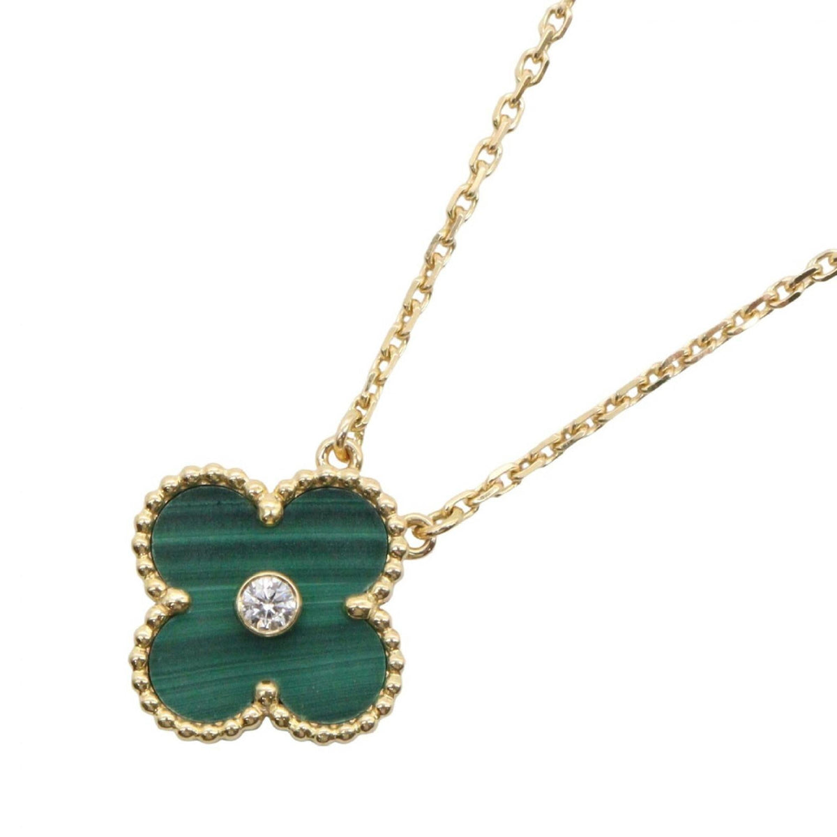 Van Cleef & Arpels Vintage Alhambra Pendant Necklace 18K Yellow Gold and Malachite