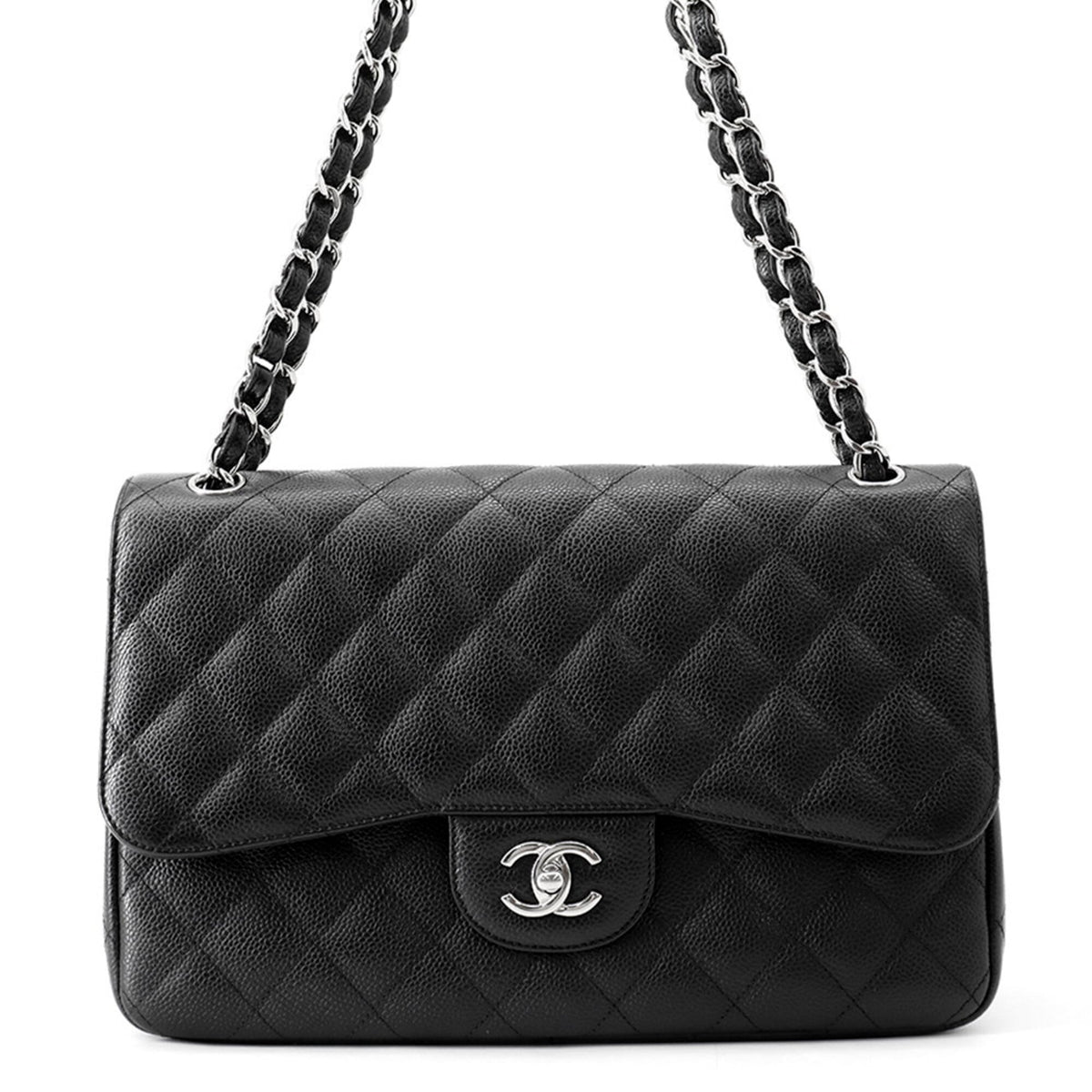 Chanel Classic Double Flap Bag Quilted Caviar Jumbo
