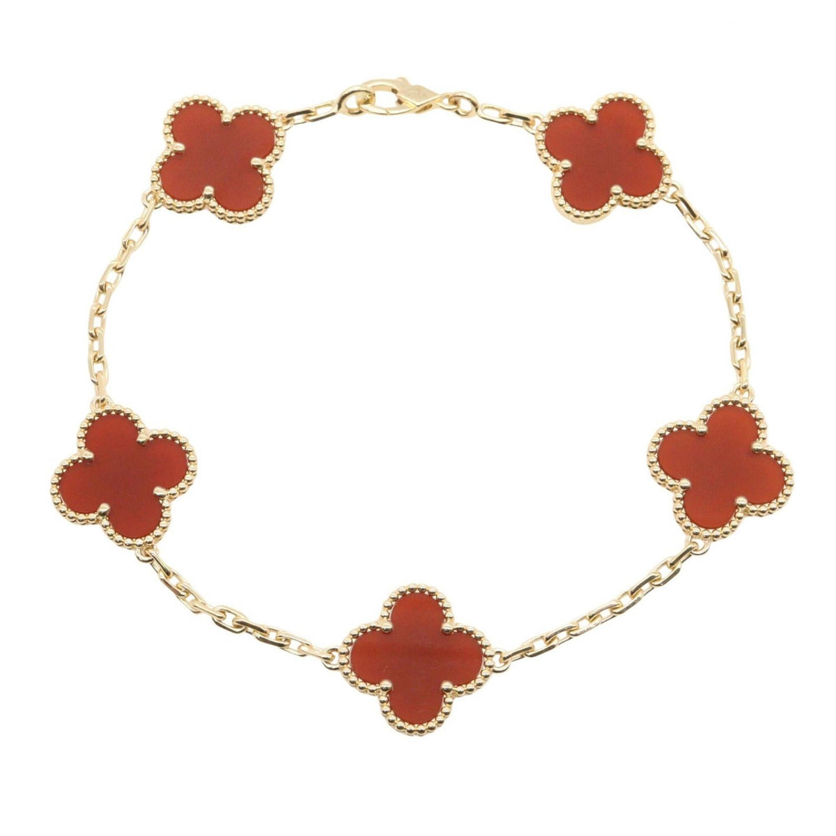 Van Cleef & Arpels Vintage Alhambra Bracelet 18K Yellow Gold and Carnelian