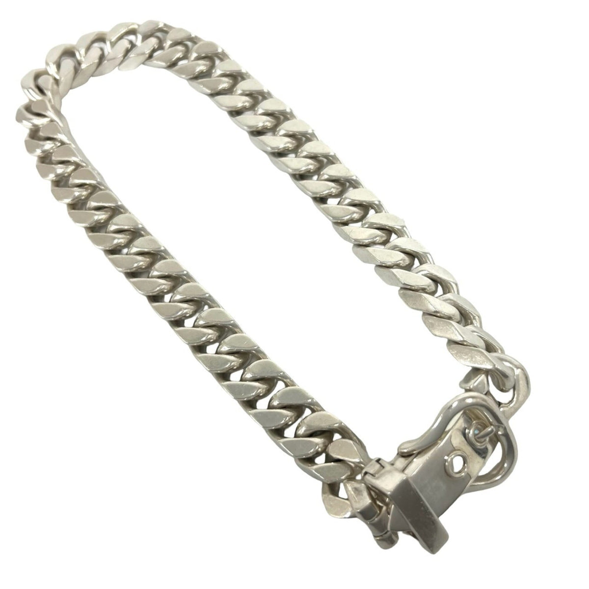 Hermes Boucles Sellier Pendant Necklace Sterling Silver Large