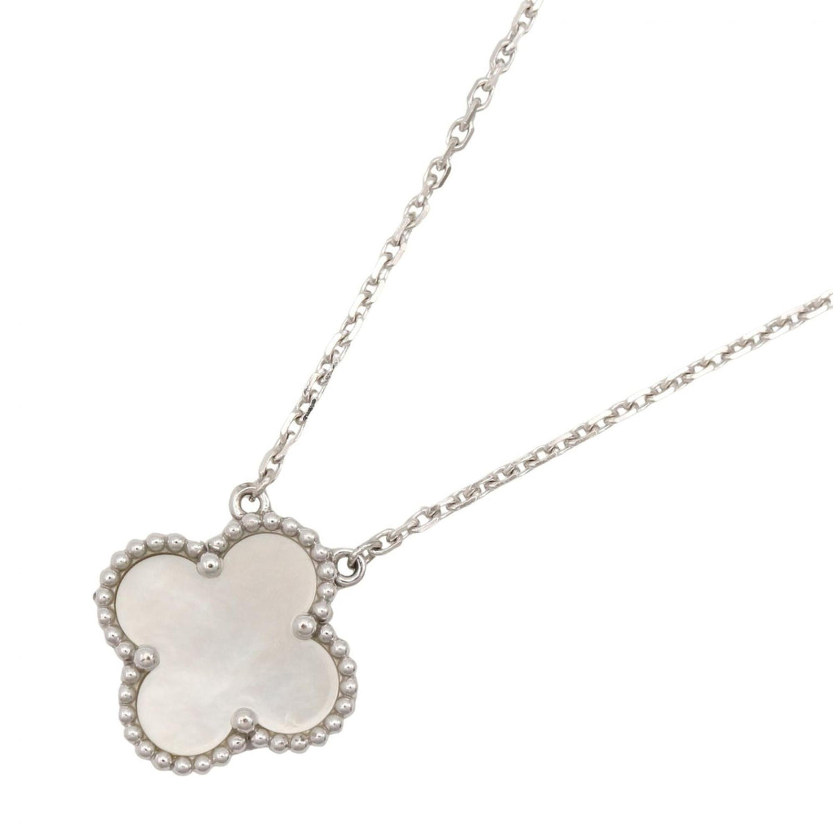 Van Cleef & Arpels Vintage Alhambra Pendant Necklace 18K White Gold