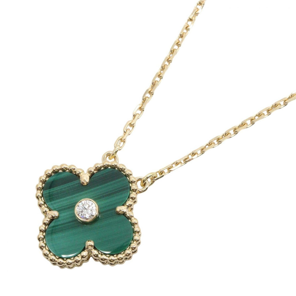 Van Cleef & Arpels Vintage Alhambra Pendant Necklace 18K Yellow Gold and Malachite