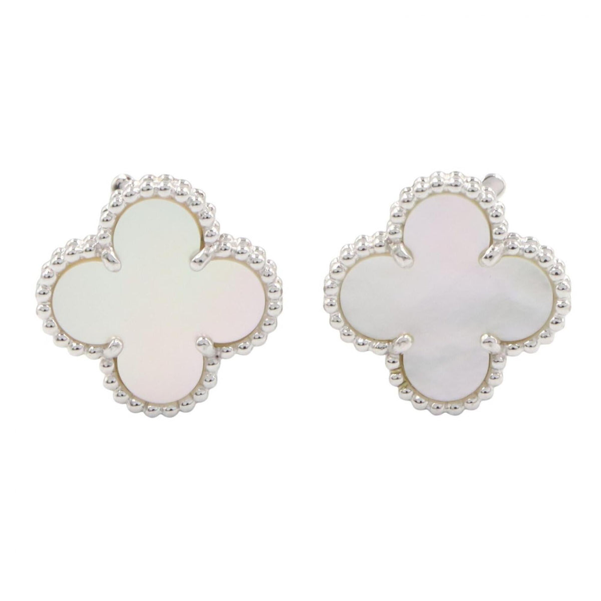 Van Cleef & Arpels Vintage Alhambra Earrings Sterling Silver and 18K White Gold 18K White Gold