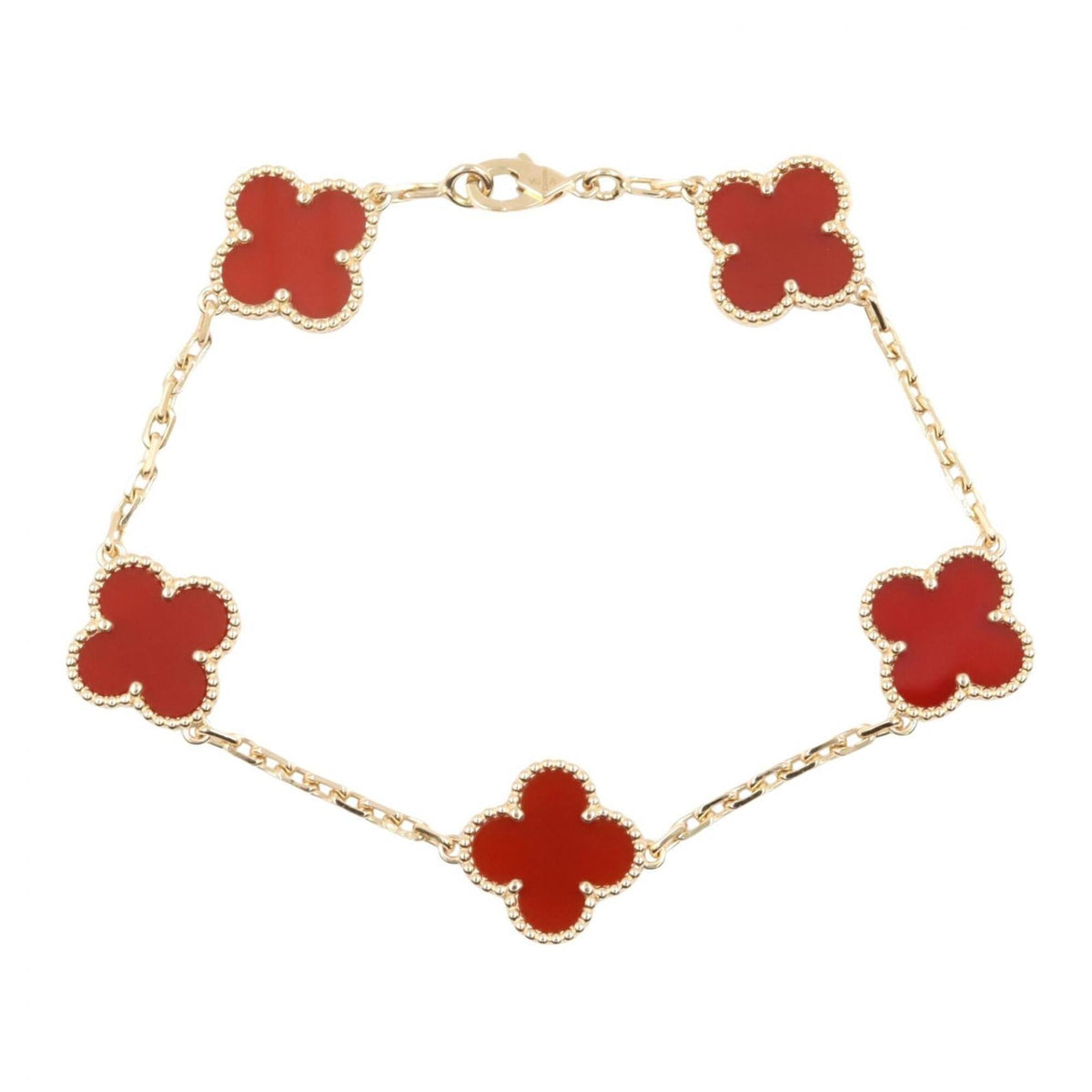 Van Cleef & Arpels Vintage Alhambra Bracelet 18K Rose Gold and Carnelian