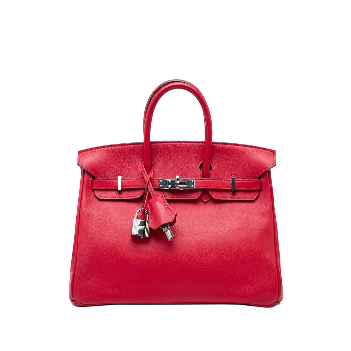 Hermes Birkin Handbag Red Swift with Palladium Hardware 25