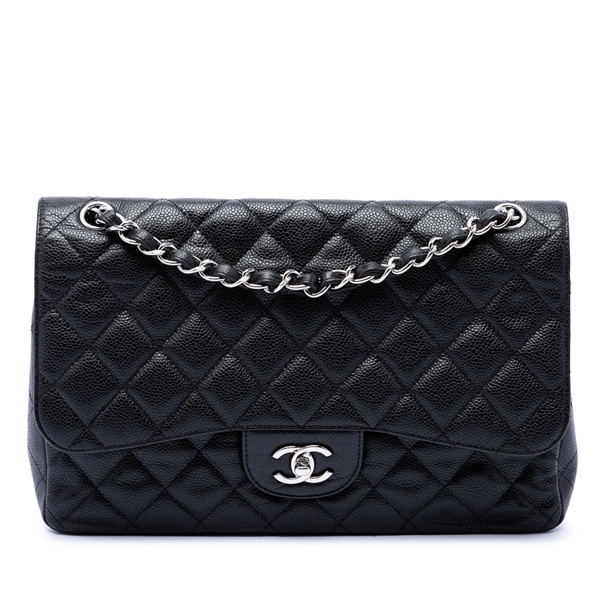 Chanel Classic Double Flap Bag Quilted Caviar Jumbo