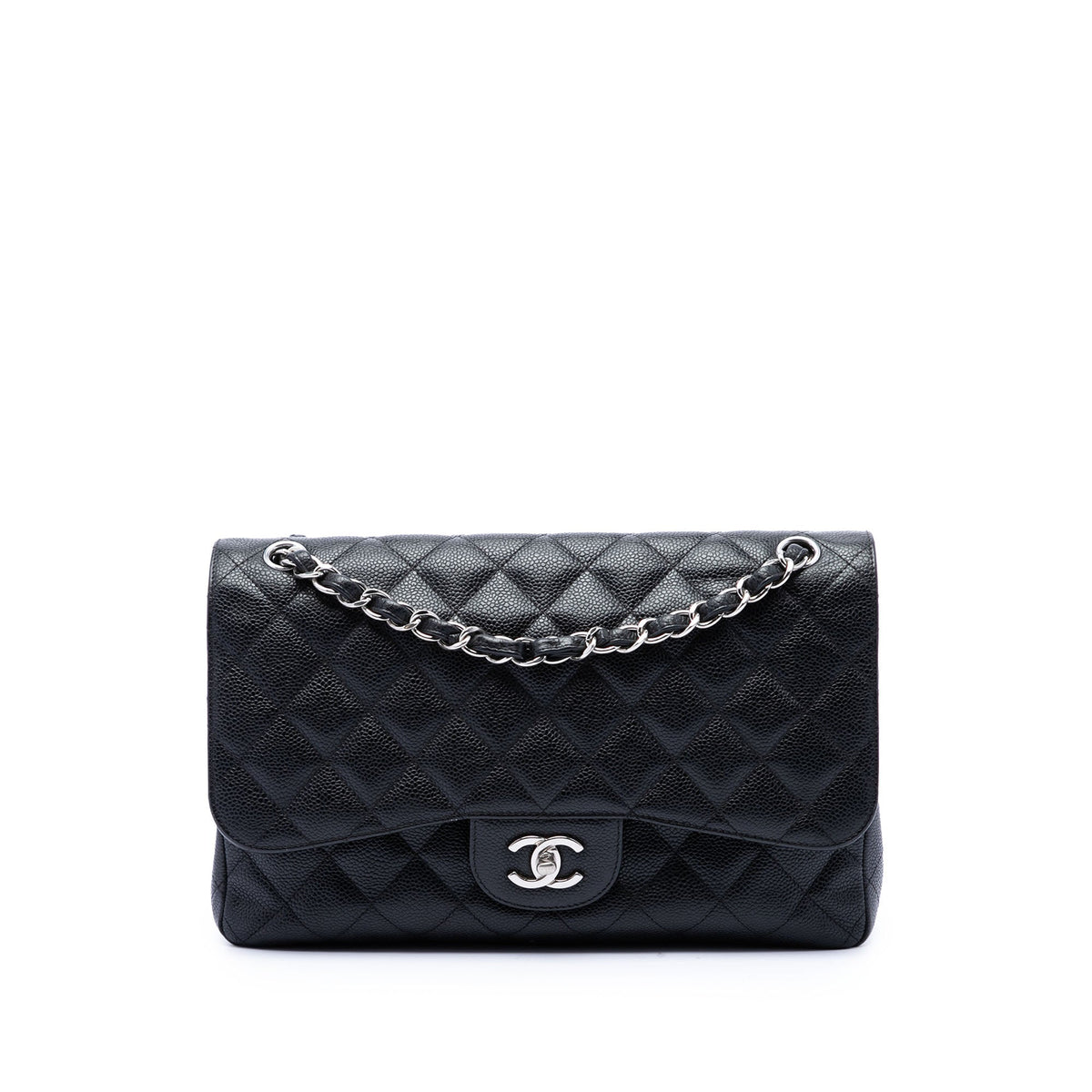 Chanel Classic Double Flap Bag Quilted Caviar Jumbo