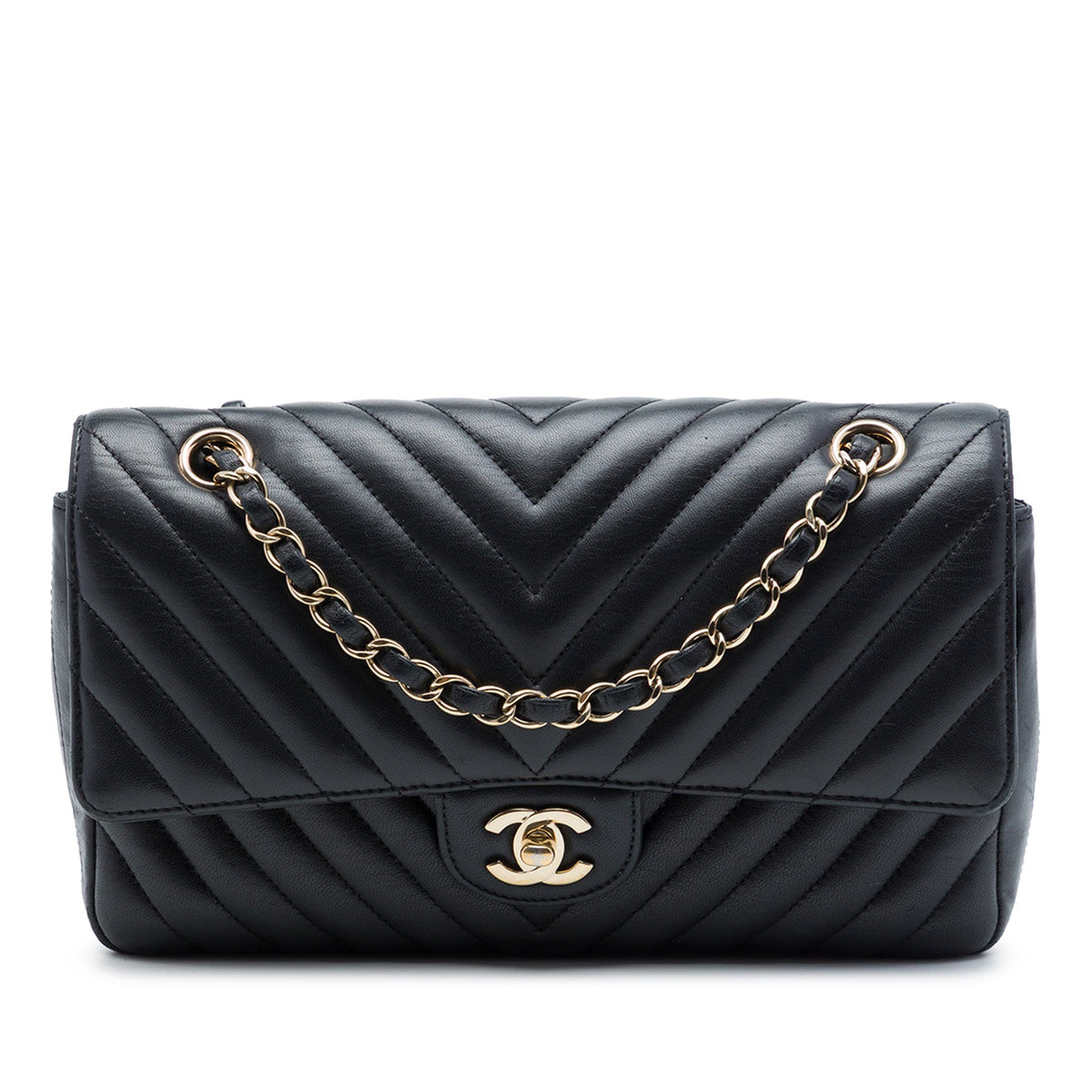 Chanel Classic Double Flap Bag Chevron Lambskin Medium