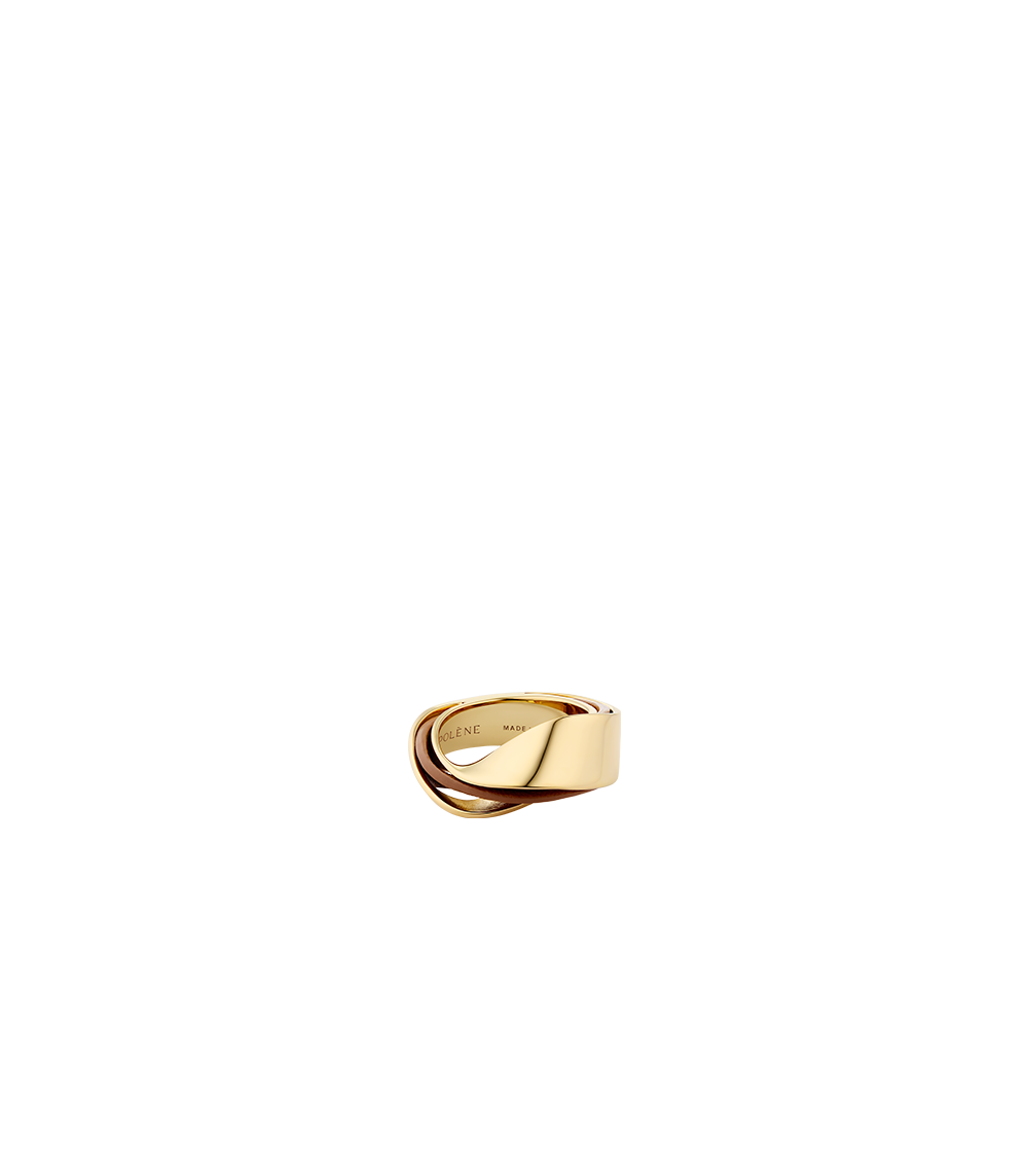 Polène Ormé Ring - Gold Gilded with Camel Leather