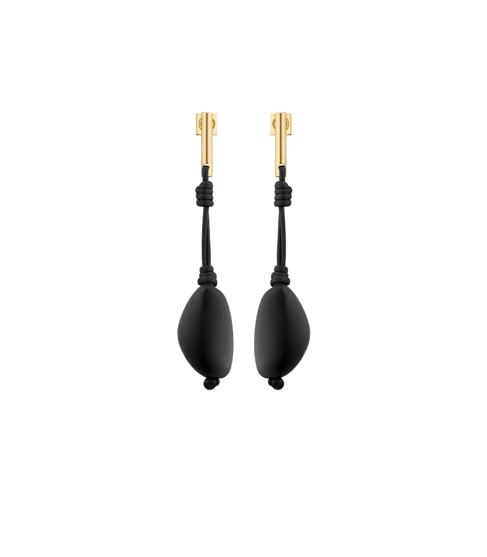 Polène Téré Drop Earrings - Black Marble
