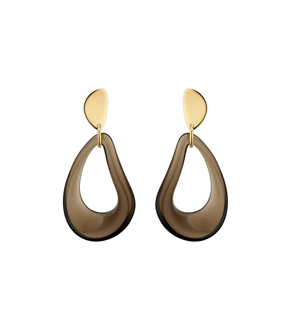 Polène Naé Drop Earrings - Smoked glass