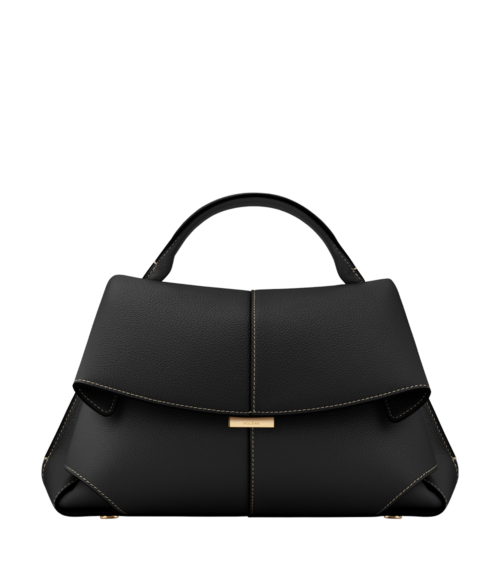 Polène Mokki - Textured Black with Ecru Stitching