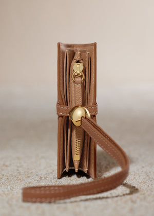 Polène Kayé Card Holder - Textured Duo Camel - view 4