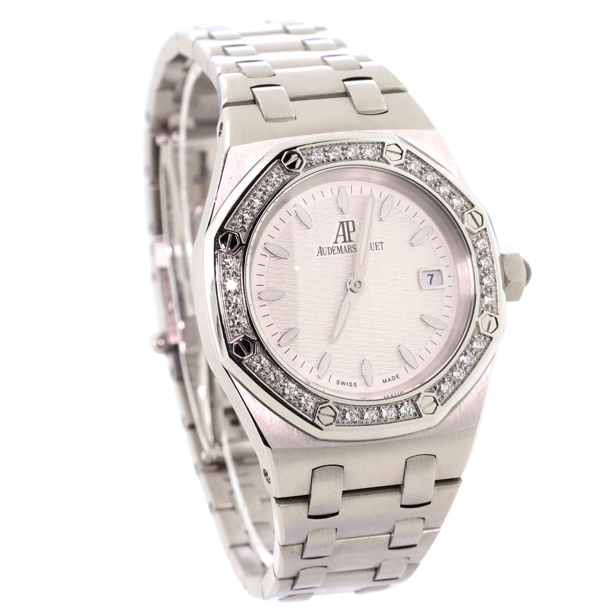 Royal Oak Date Quartz Watch Stainless Steel with Diamond Bezel 33