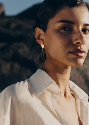 Polène Naé Drop Earrings - Smoked glass - view 3