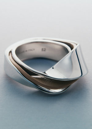 Polène Ormé Ring - Silver in rhodium with Taupe Leather - view 2