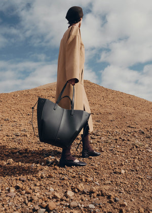 Polène Cyme Tote - Textured Black with Ecru Stitching - view 2