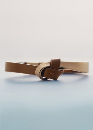 Polène Ormé Bangle - Gold Gilded with Camel Leather - view 3