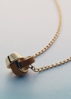 Polène Ormé Necklace - Gold Gilded with Camel Leather - view 2