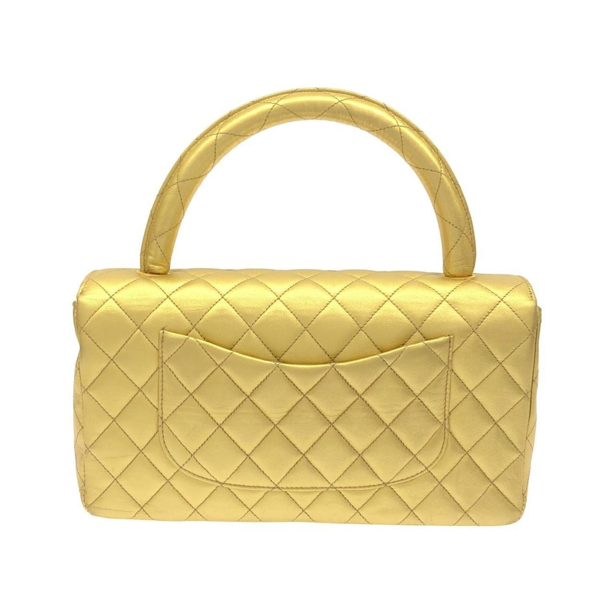 Vintage Twin Top Handle Flap Bag Quilted Lambskin Medium