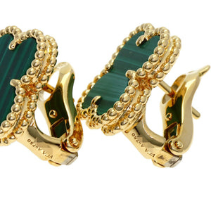 Van Cleef & Arpels Vintage Alhambra Earrings 18K Yellow Gold and Malachite 18K Yellow Gold - view 4