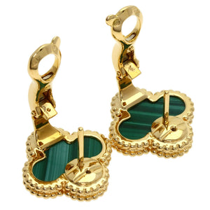 Van Cleef & Arpels Vintage Alhambra Earrings 18K Yellow Gold and Malachite 18K Yellow Gold - view 3