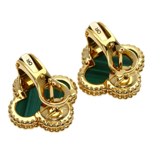 Van Cleef & Arpels Vintage Alhambra Earrings 18K Yellow Gold and Malachite 18K Yellow Gold - view 2