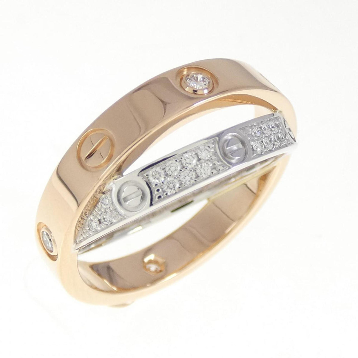 Cartier Be Love Ring 18K Rose Gold and 18K White Gold with Diamond