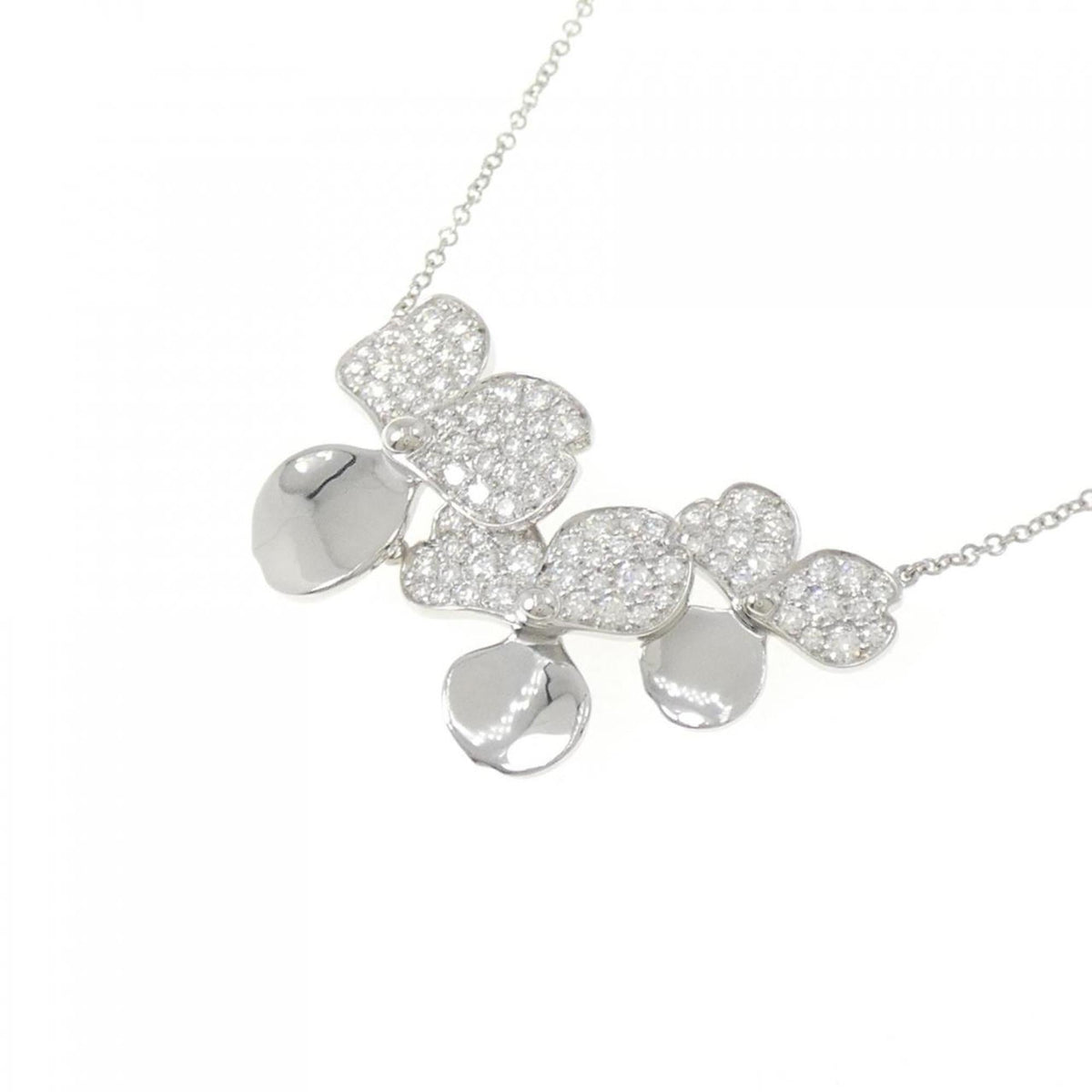Paper Flower Cluster Pendant Necklace Platinum with Diamond