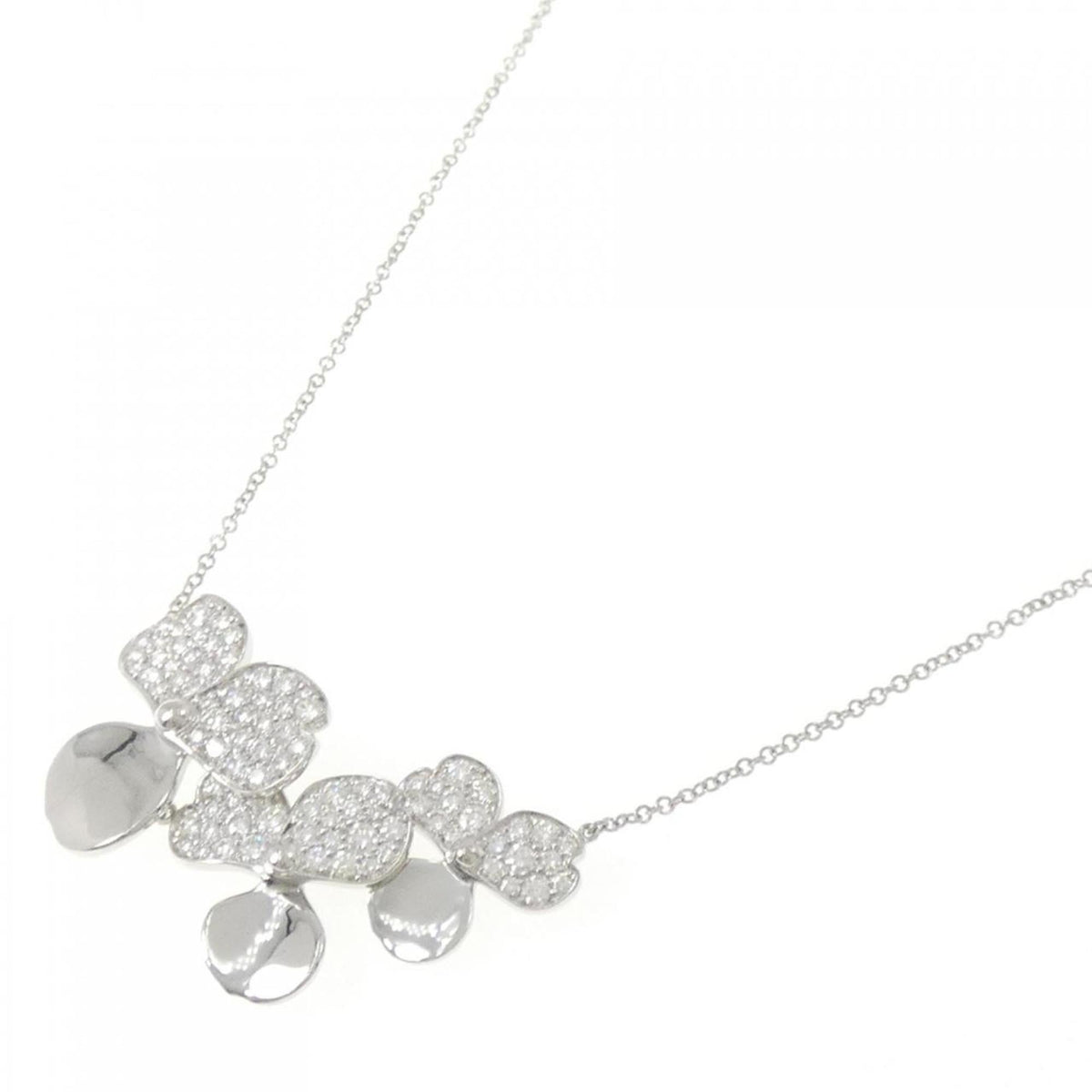 Paper Flower Cluster Pendant Necklace Platinum with Diamond