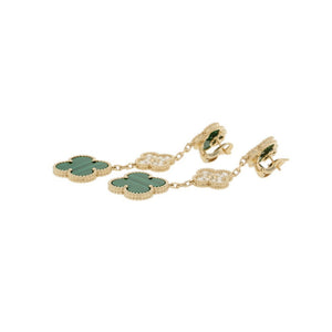 Van Cleef & Arpels Alhambra Earrings 18K Yellow Gold and Malachite 18K Yellow Gold - view 2
