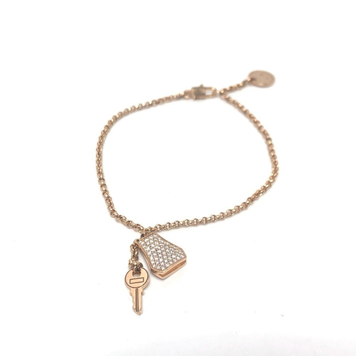 Kelly Crochet Chain Bracelet 18K Rose Gold with Diamond