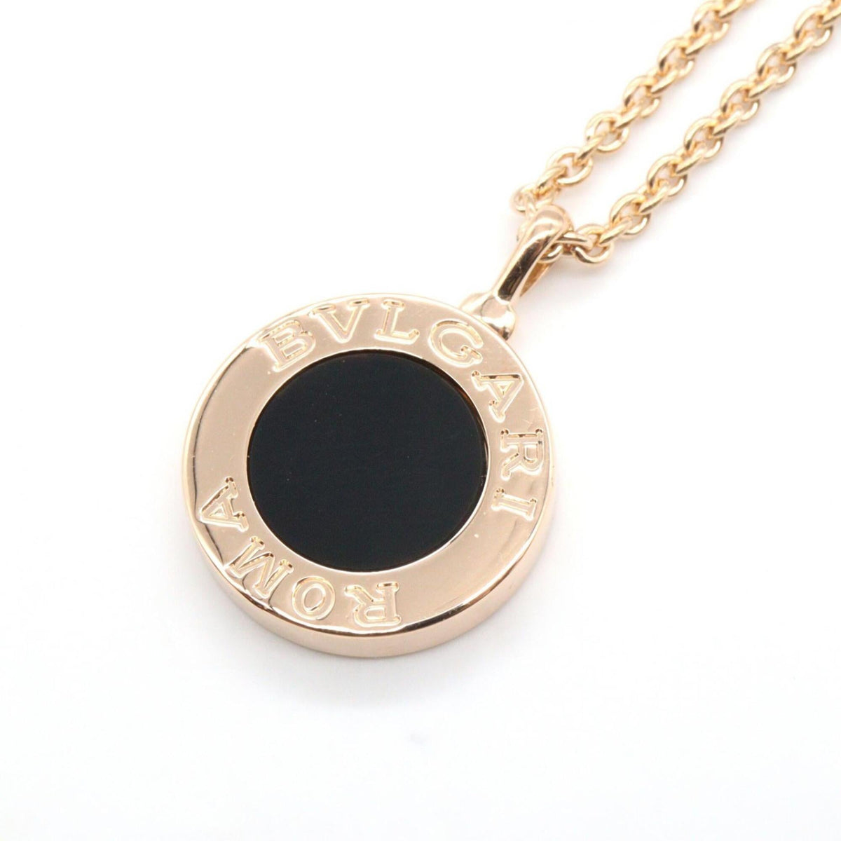 Pendant Necklace 18K Rose Gold with Diamond and Onyx