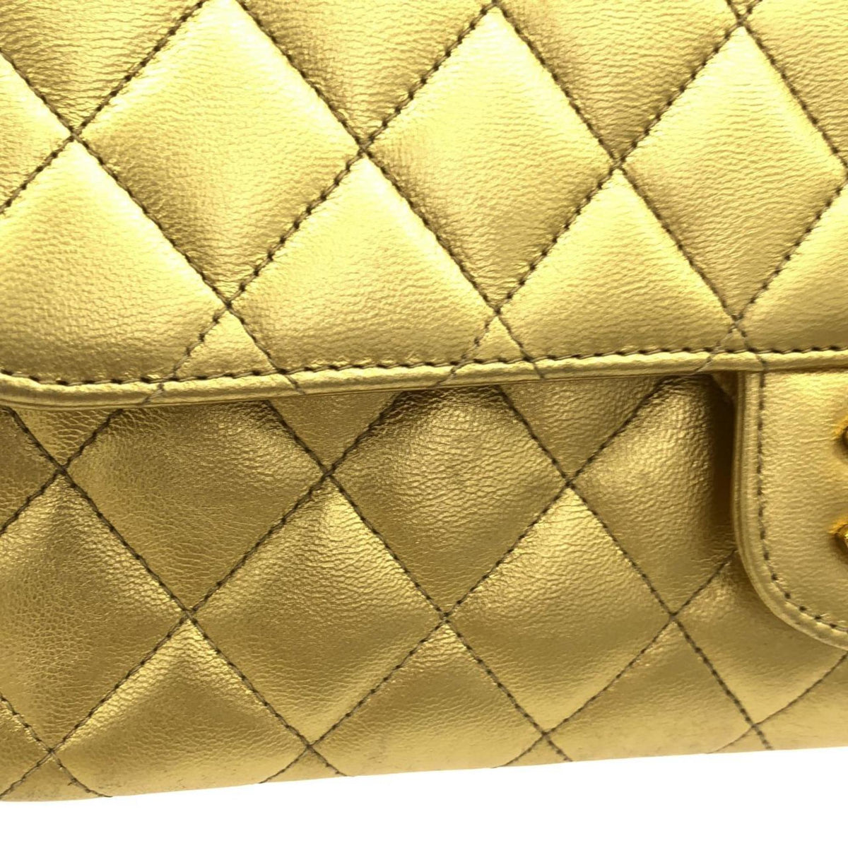 Vintage Twin Top Handle Flap Bag Quilted Lambskin Medium