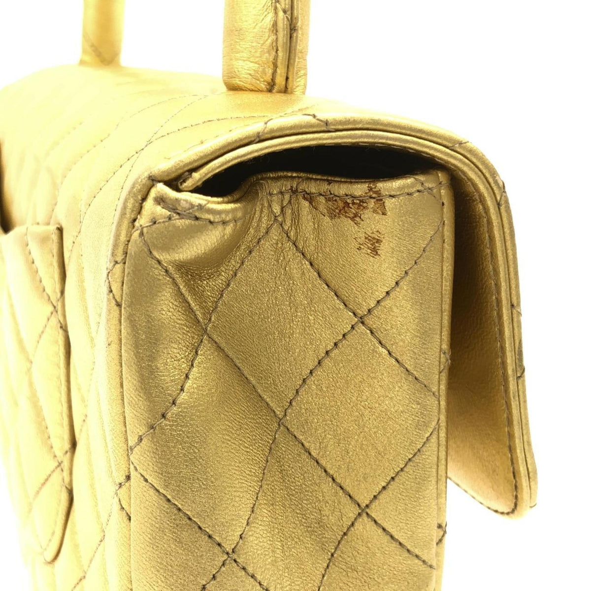 Vintage Twin Top Handle Flap Bag Quilted Lambskin Medium