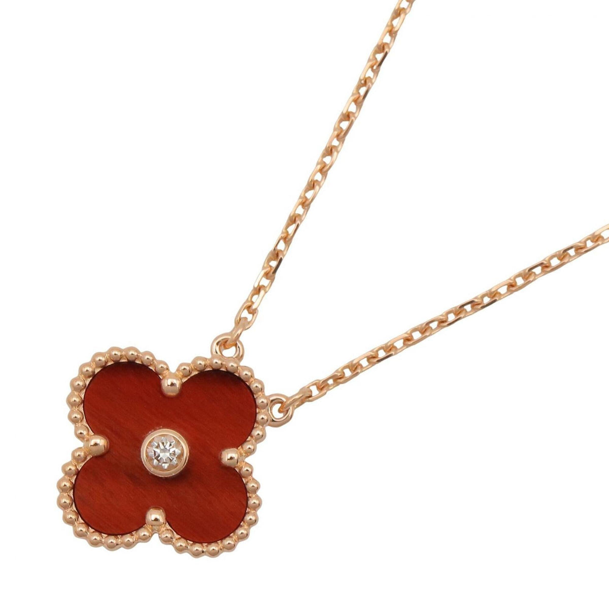 Van Cleef & Arpels Vintage Alhambra Pendant Necklace 18K Rose Gold and Tiger's Eye
