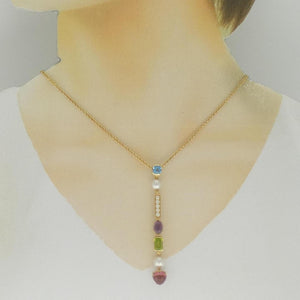Bvlgari Pendant Necklace 18K Yellow Gold with Amethyst and Diamond and Pearl and Peridot and Topaz and Tourmaline - view 6