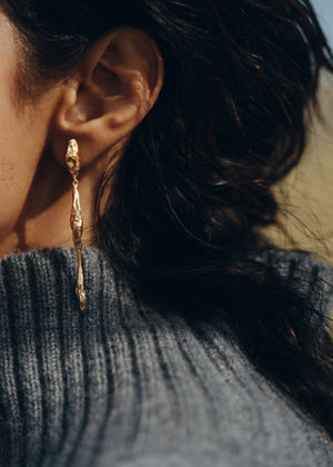 Polène Eroz Drop Earrings - 24 carat gold-gilded edition - view 4