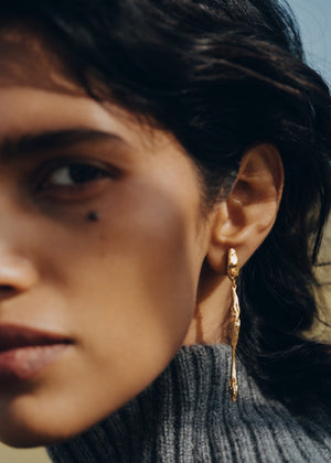 Polène Eroz Drop Earrings - 24 carat gold-gilded edition - view 3