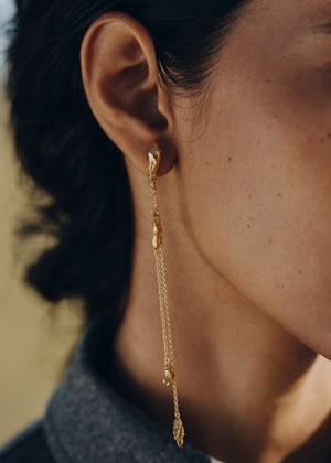 Polène Eroz Chain Earrings - 24 carat gold-gilded edition - view 2
