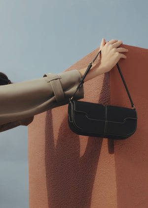 Polène Osmo - Smooth Black with Ecru Stitching - view 3