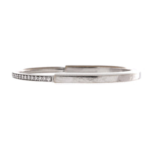 Tiffany & Co. Lock Bangle Bracelet 18K White Gold with Half Pave Diamonds - view 1